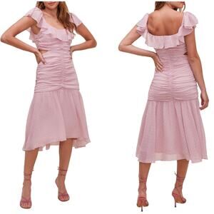 ASTR the Label Devereaux Gathered Ruffle Dress Pink Size Small